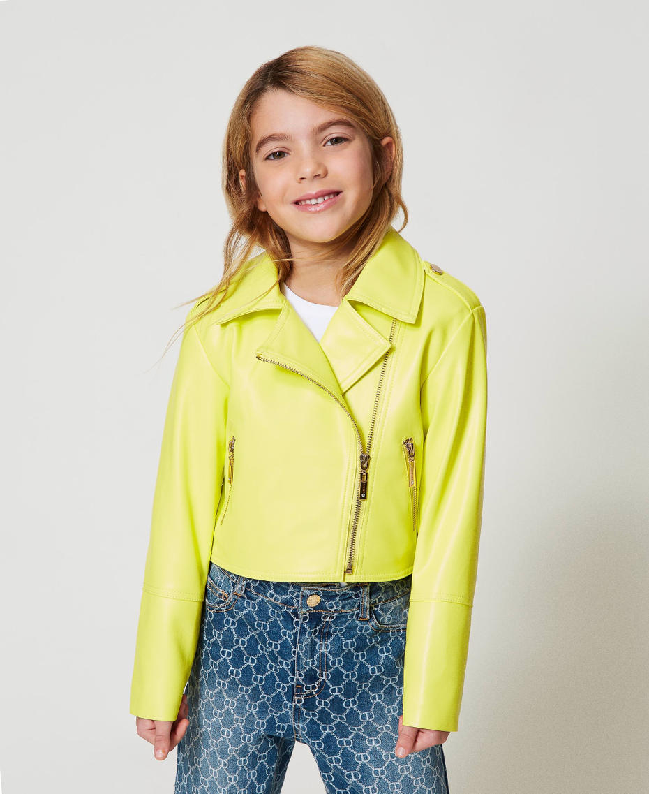 Bikerjacke aus Lederimitat Yellow Plum Mädchen 251GJ2561_12124_01