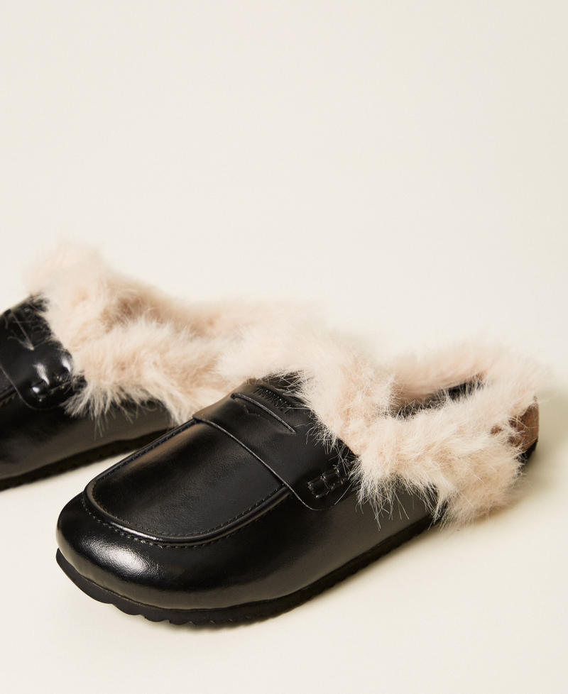 Faux fur mules Black Woman 252LLT010_00006_02