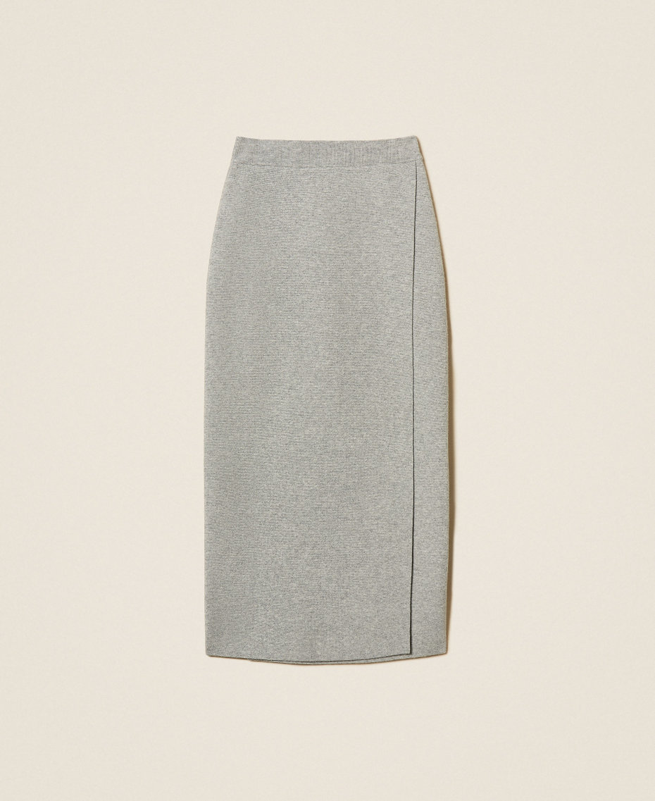 Knitted midi skirt Light Grey Melange Woman 262LI3ACC_12837_S0