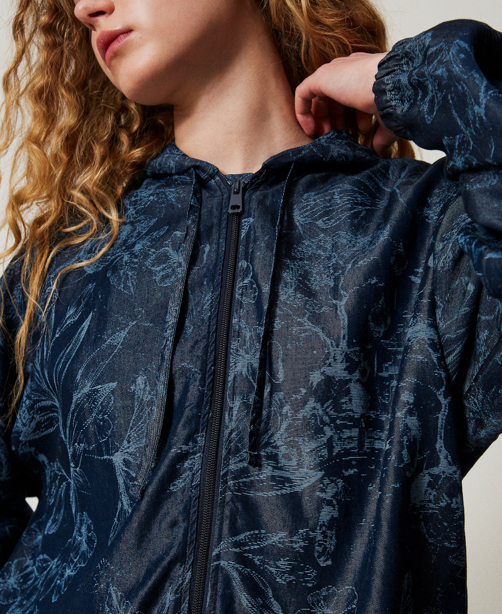 MYFO bomber jacket in floral denim Denim Toile de Jouy Woman 251AQ2110_12433_05