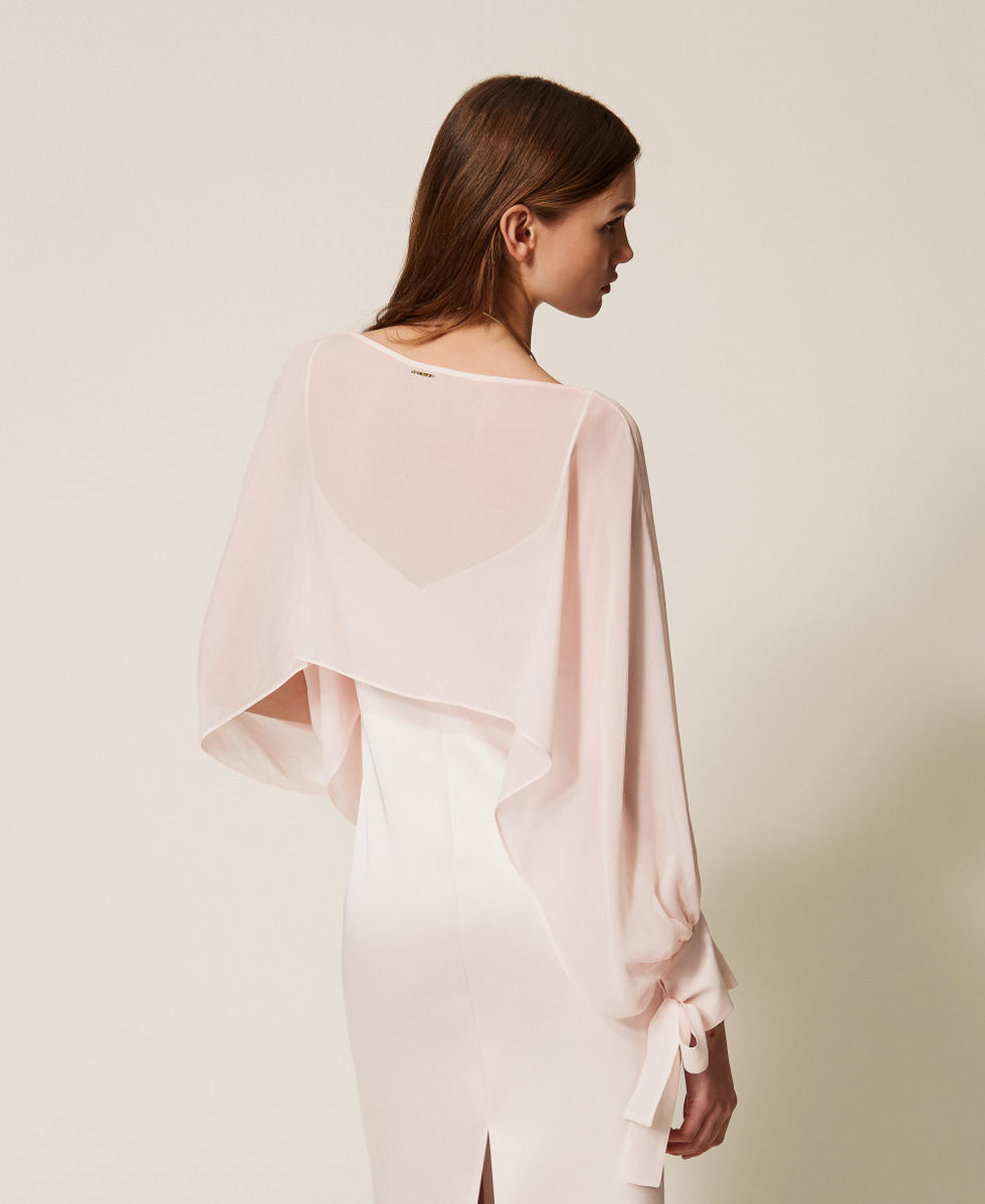Georgette cropped blouse Pink Sand Woman 261TP2791_00570_03