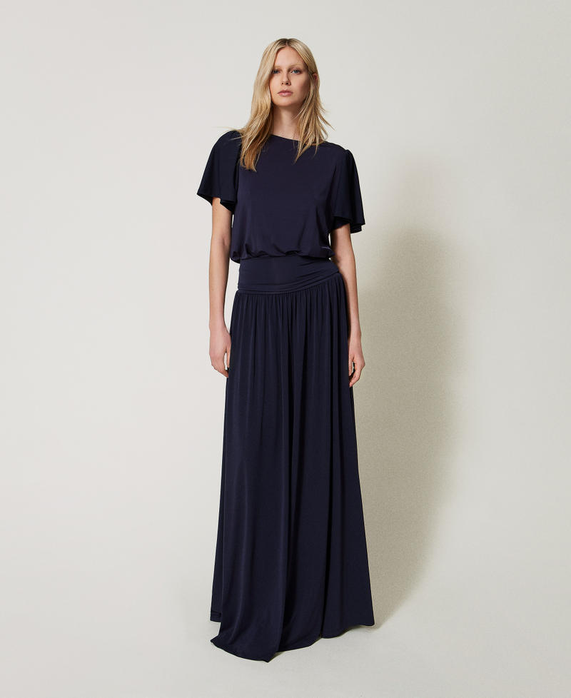 Skirt-dress with gathering Classic Blue Woman 251LM2MBB_11956_05