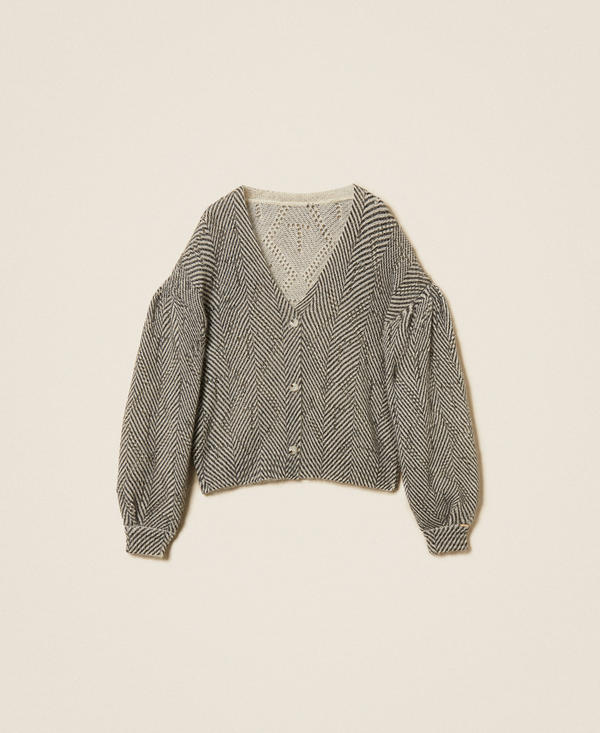 Mohair blend printed cardigan-jumper