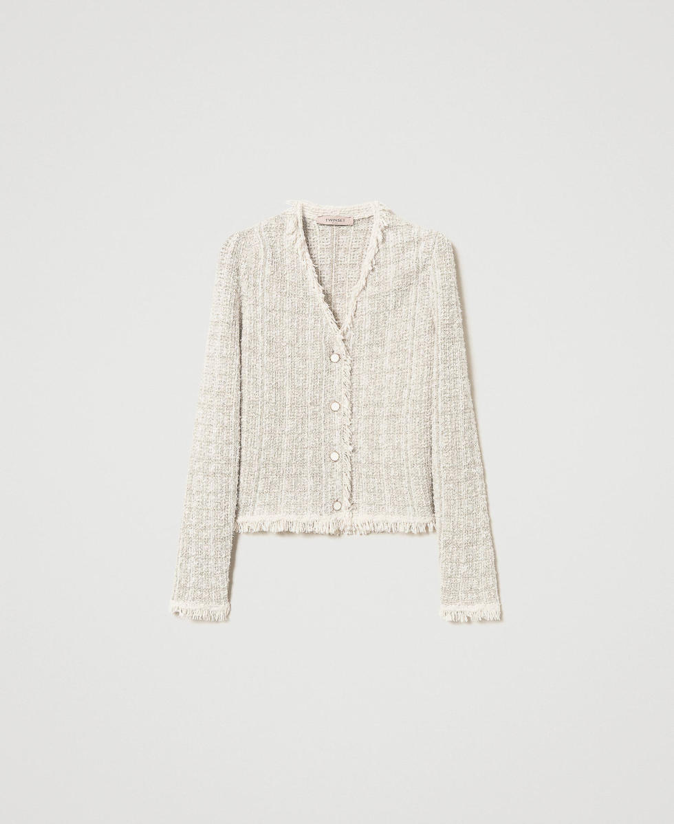 Jacquard knit jacket with lurex