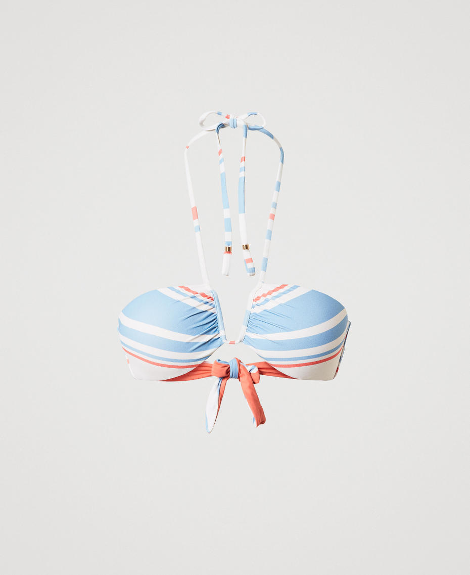 Bandeau-Bikinitop mit Streifen Streifen Sugar / Coral Sunset / Blue Topaz Frau 251LMMR11_12378_S0