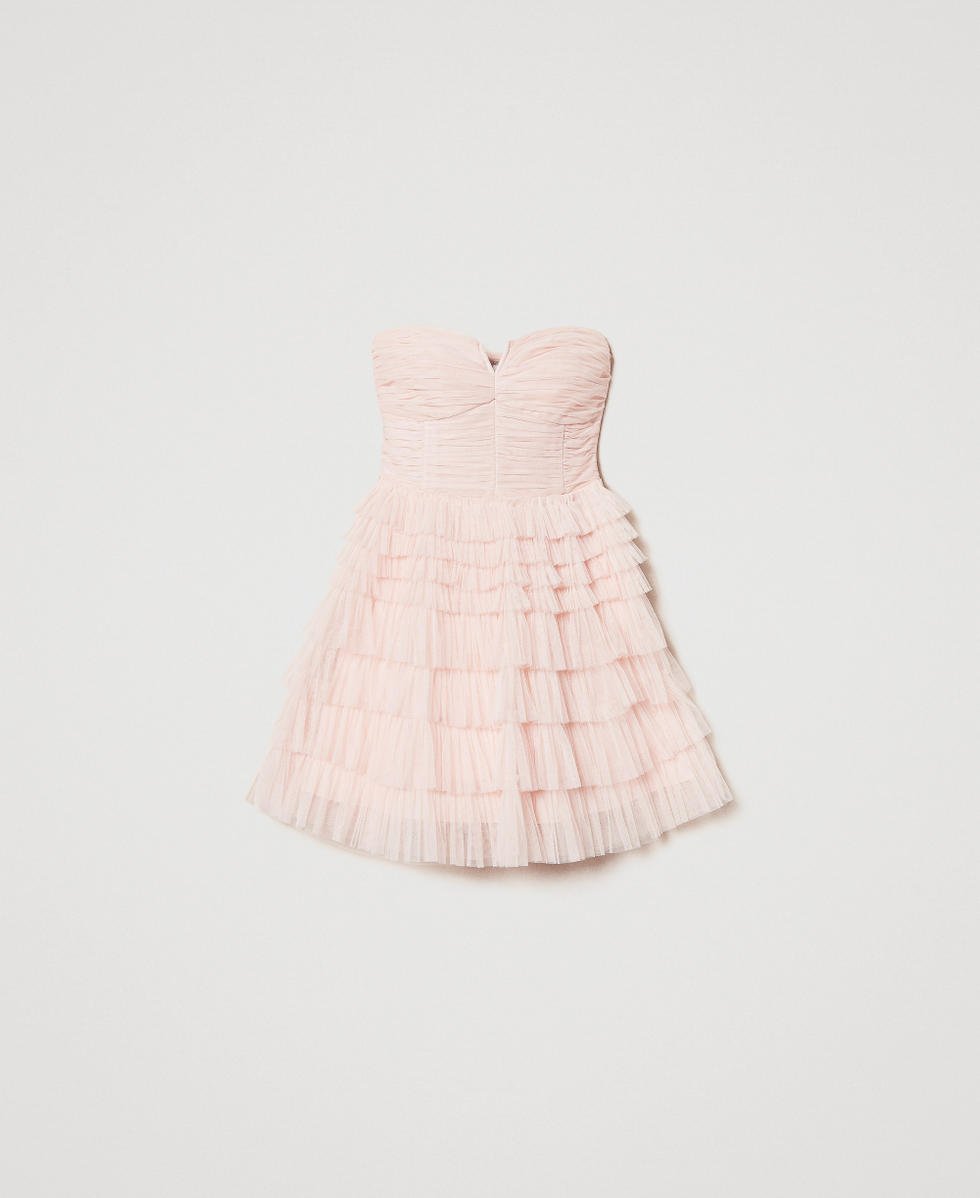 Short tulle bustier dress Fairy Rose Woman 251TQ2040_12294_S0