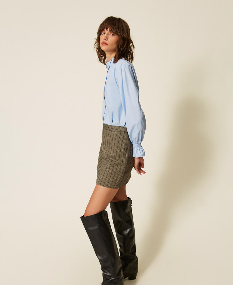 Poplin shirt with ruffles Sky Blue Woman 262TF2100_00092_01