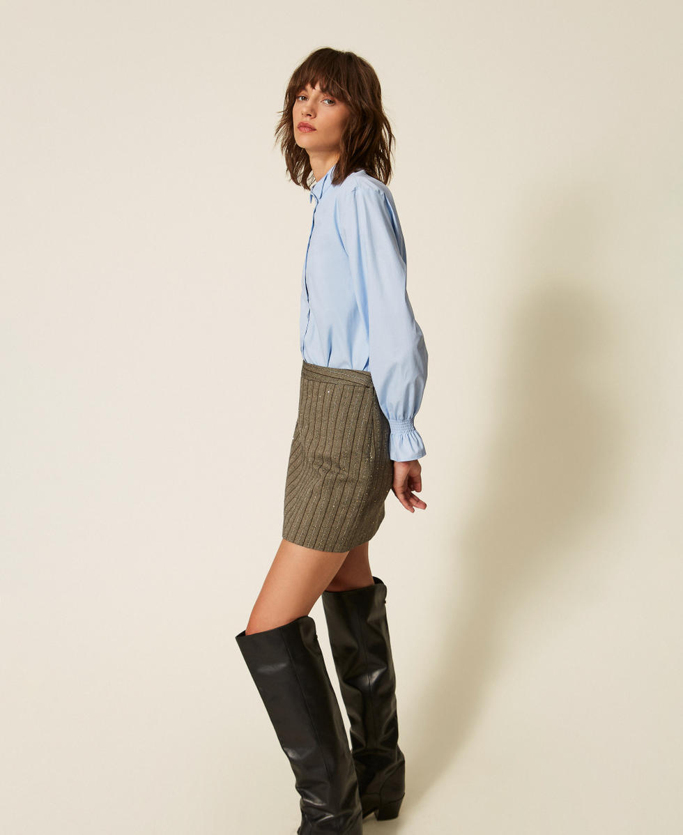 Chemise en popeline avec volants Bleu ciel Femme 262TF2100_00092_01