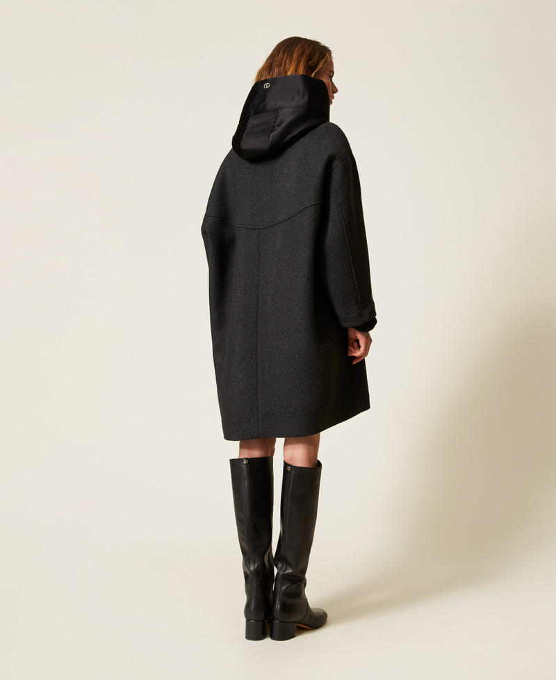 Wool and duchesse coat Two tone Charcoal/Black Woman 252TF2060_12897_03