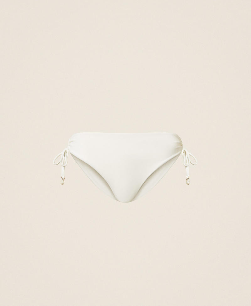 Bikinislip mit Tunnelzug Zweifarbig Off White/Vanillewei&szlig; Frau 261LMMA99_13586_S0