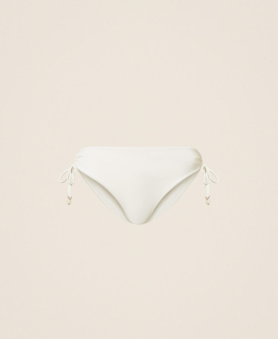 Bikinislip mit Tunnelzug Zweifarbig Off White/Vanillewei&szlig; Frau 261LMMA99_13586_S0