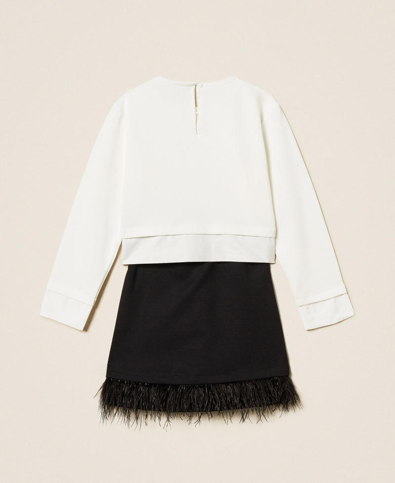 Blouse et jupe avec plumes Bicolore Blanc Cassé / Noir Fille 252GJ2112_02722_S1