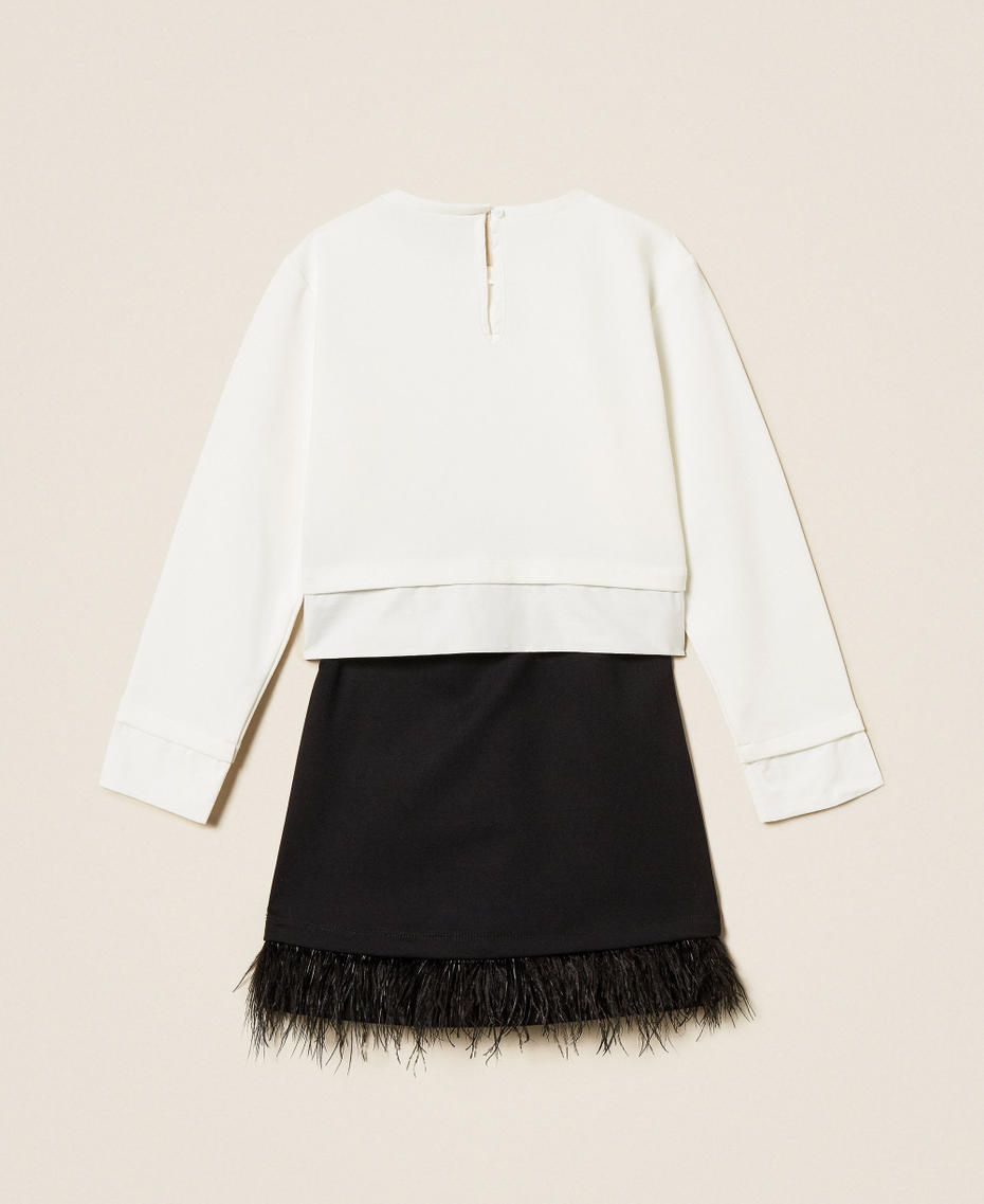 Blouse et jupe avec plumes Bicolore Blanc Cassé / Noir Fille 252GJ2112_02722_S1