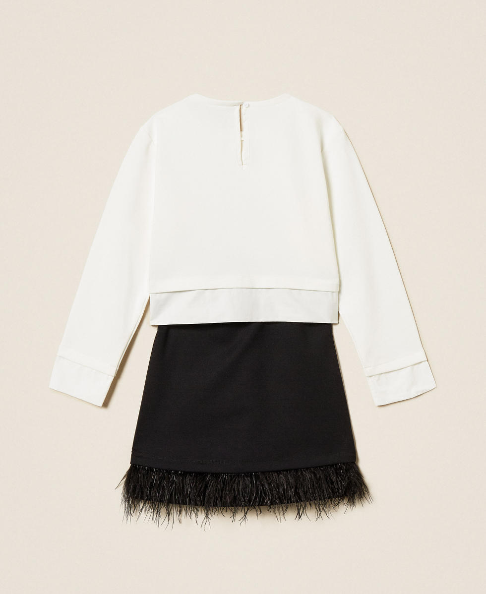 Blouse et jupe avec plumes Bicolore Blanc Cass&eacute; / Noir Fille 252GJ2112_02722_S1