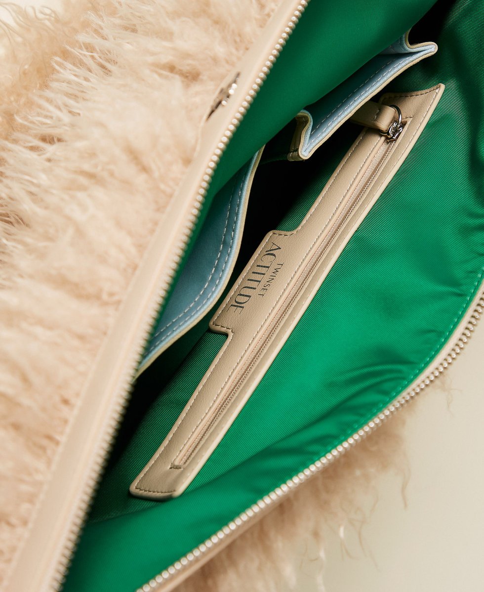 Pochette MYFO in faux fur Bianco "Artic Wolf" Donna 252AQ8010_12832_04