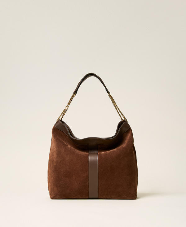 Borsa hobo in suede con logo
