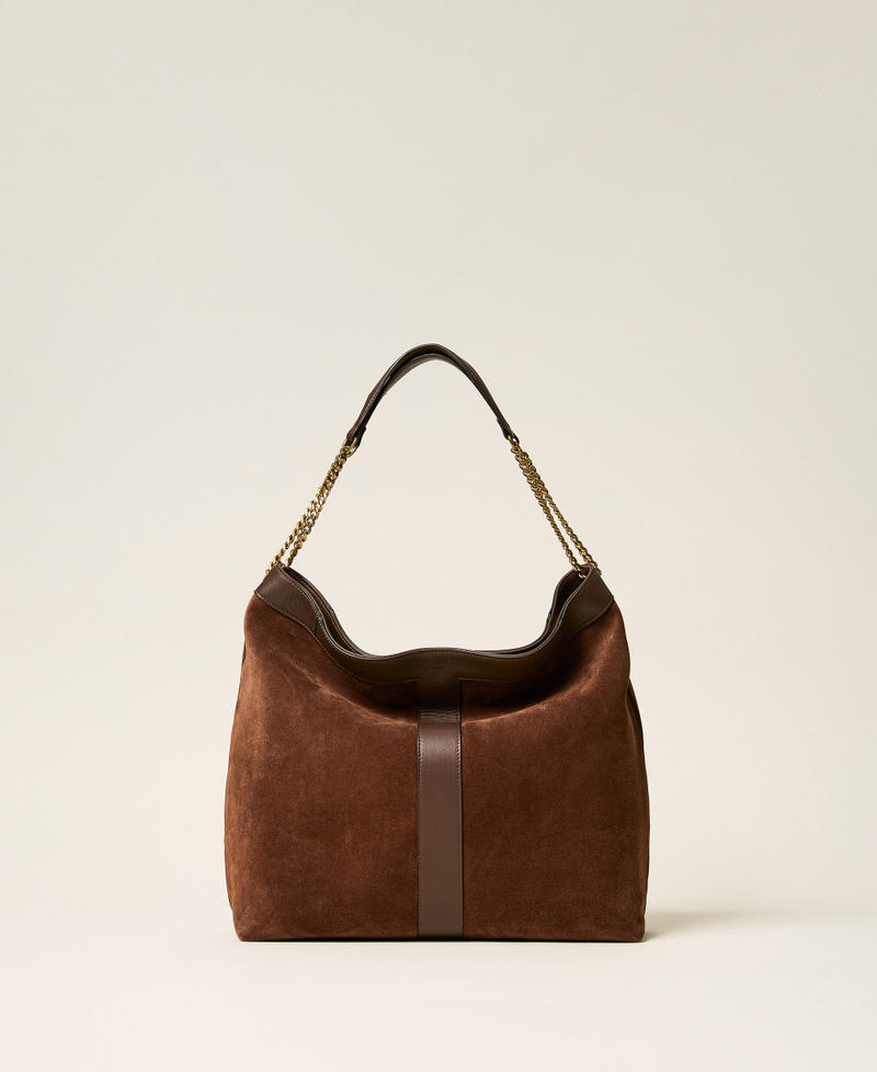 Borsa hobo in suede con logo Chocolate Lab Donna 262TD8160_10780_01