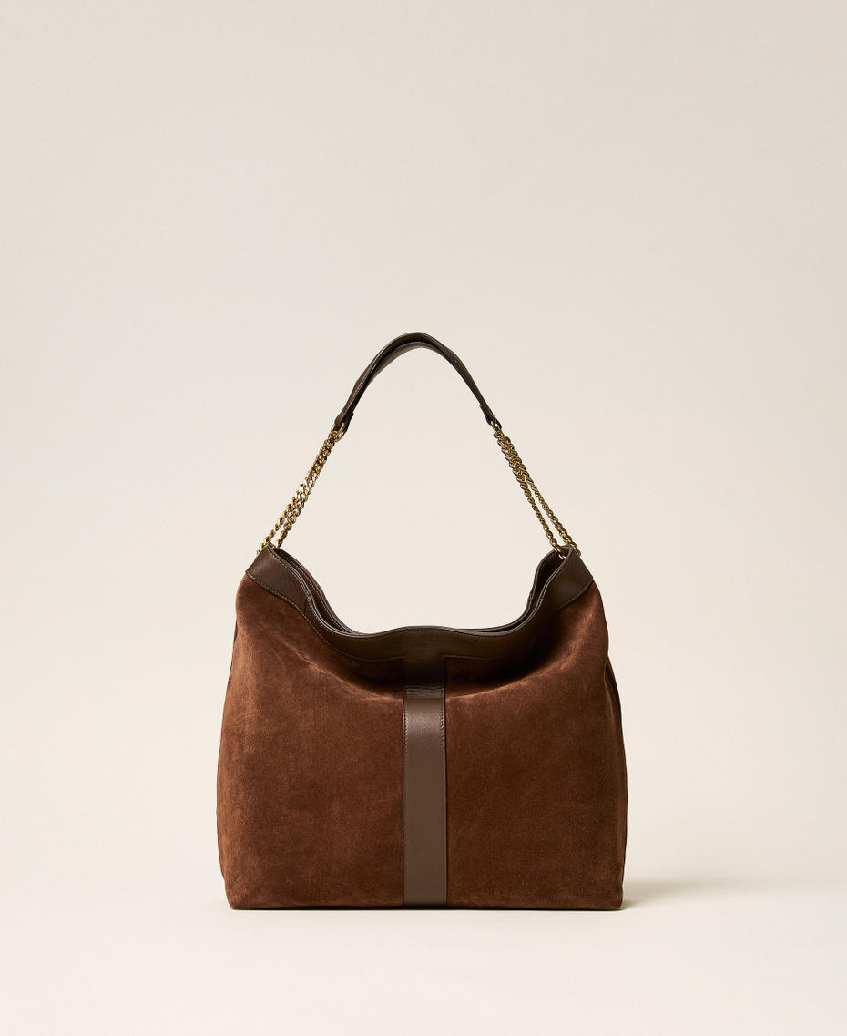 Borsa hobo in suede con logo Chocolate Lab Donna 262TD8160_10780_01