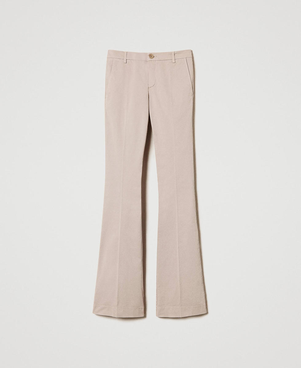 Flared twill trousers Rope Beige Woman 251TP2685_12145_S0