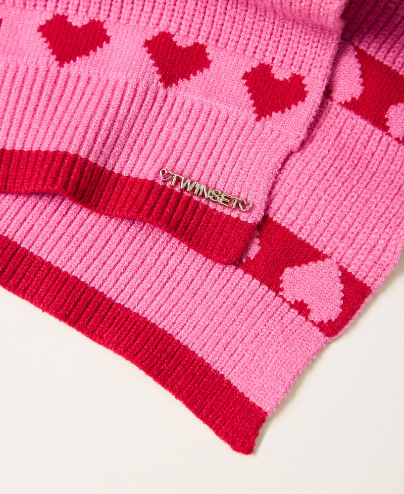 Babyschal aus Jacquard-Strick mit Herzen Zweifarbig Azaleenpink / "Magentarot" M&auml;dchen 262GB5031_13792_02