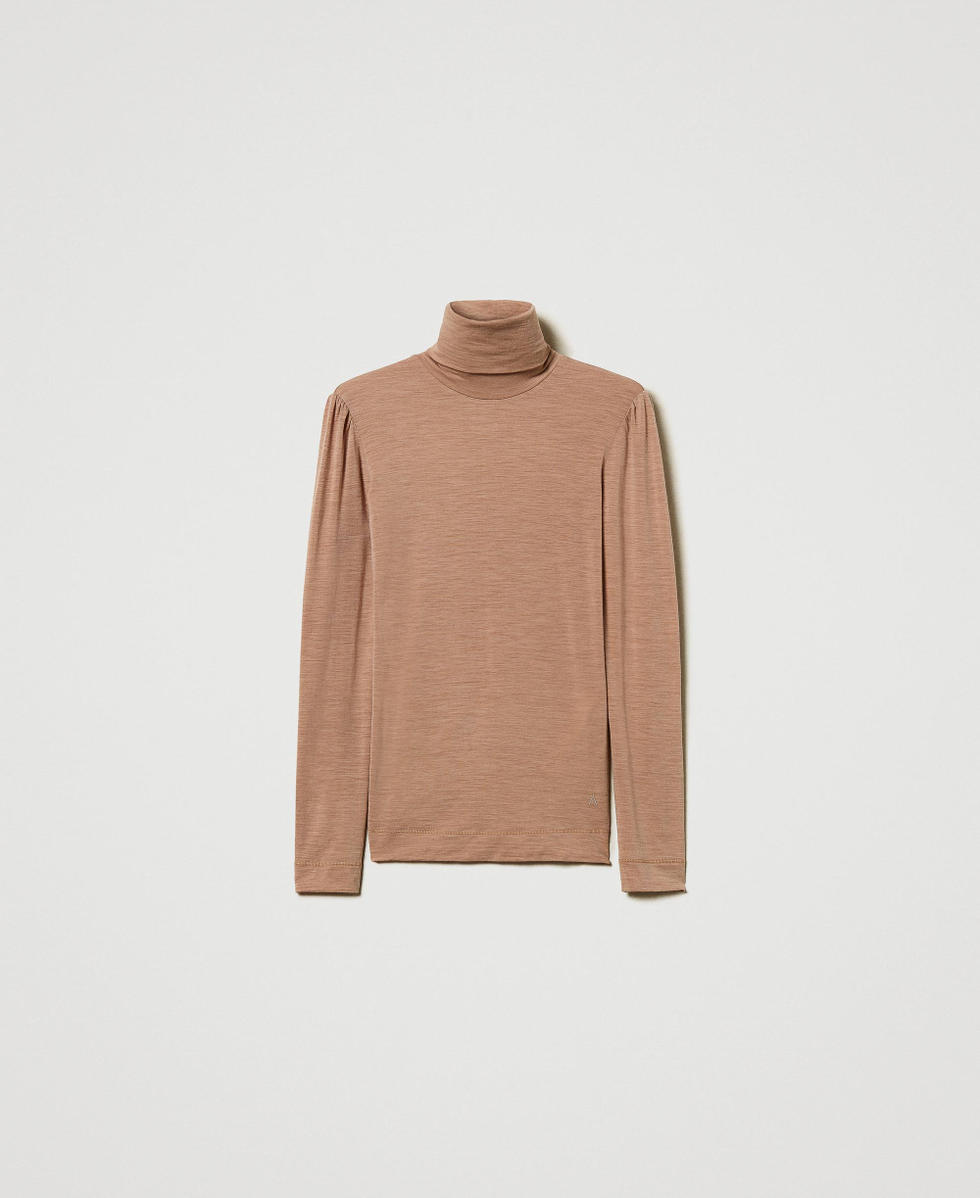 Slim fit turtleneck T shirt Woman Brown TWINSET Milano