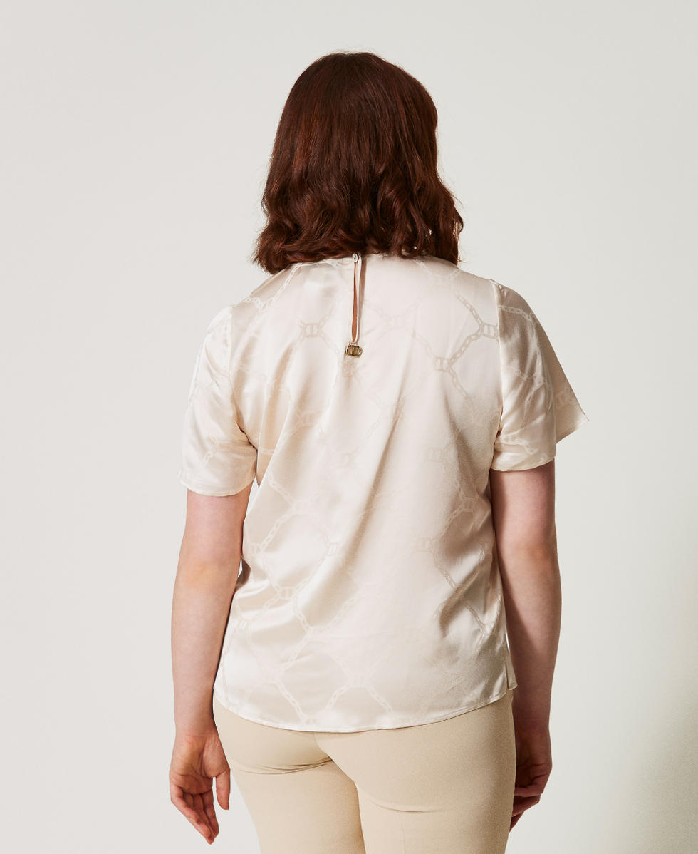 Blusa con Oval T jacquard Bianco "Old White" Donna 251TP2012_11748_03