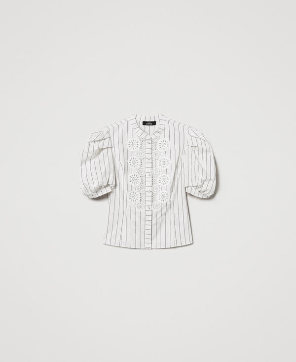 Poplin shirt with macramé