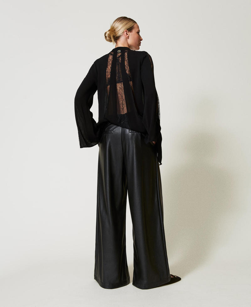 Pantalon ample effet cuir Noir Femme 251TP2344_00006_03