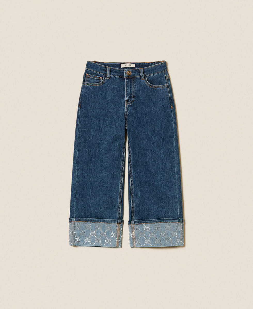 Jean cinq poches avec Oval T strass