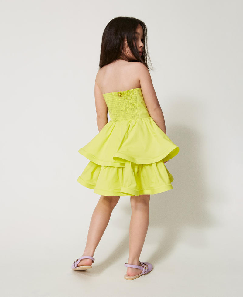 Short poplin halter dress with flounces Yellow Plum Girl 251GJ2420_12124_03