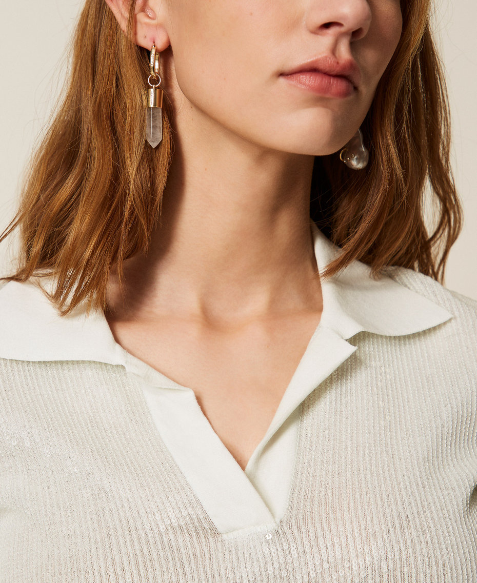 Pullover im Polostil mit Pailletten &bdquo;Aqua&ldquo;-Hellblau Frau 261TP3300_13162_04