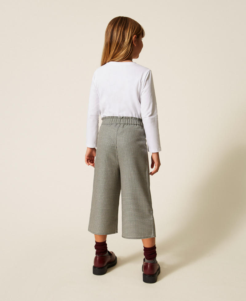 Mädchenhose mit Hahnentrittmuster Hahnentrittmuster Off White / Schwarz Mädchen 252GB2022_12719_03