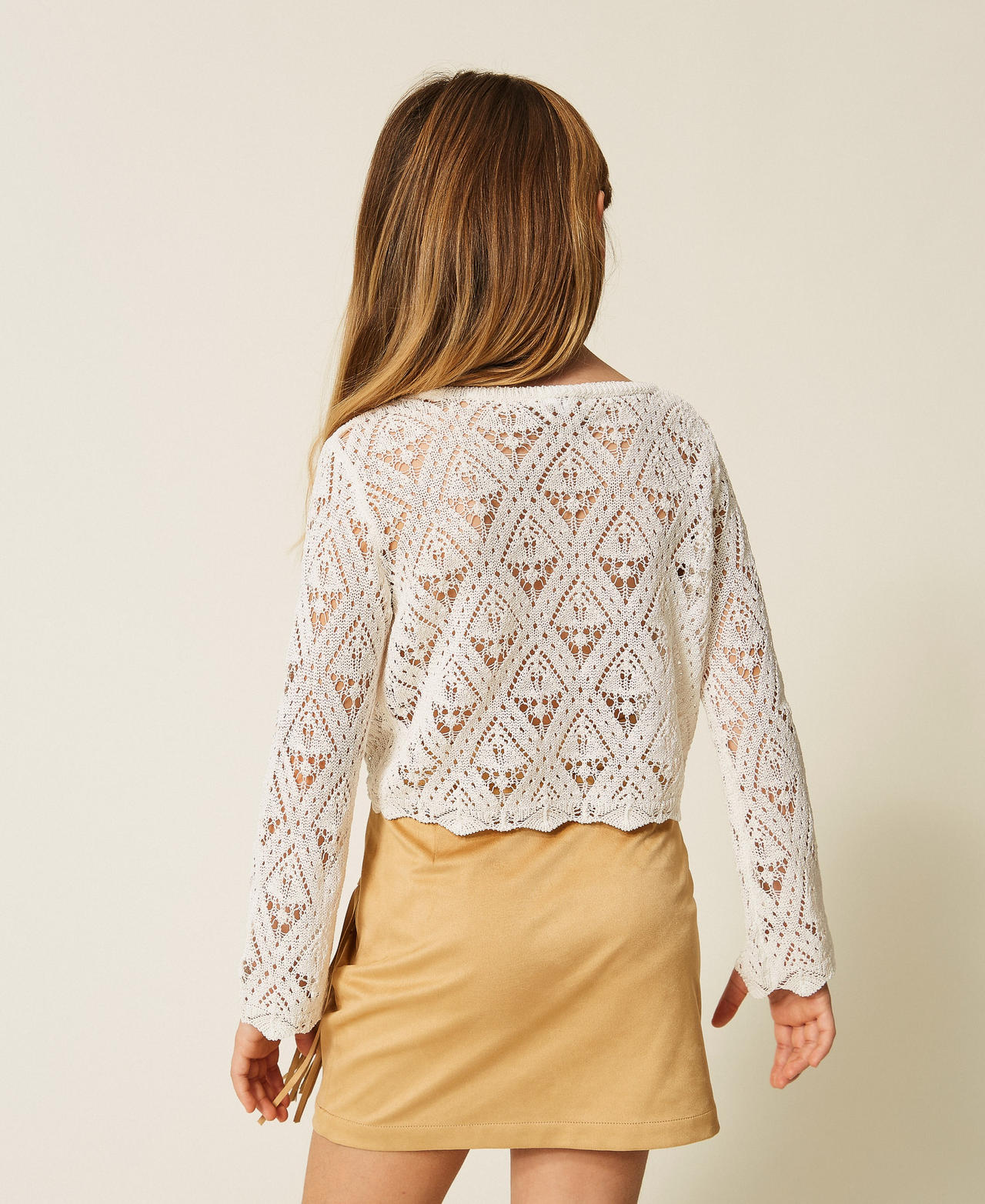 Pull avec motif en losanges Blanc &laquo;&nbsp;Milk&nbsp;&raquo; Fille 261GJ3030_12577_03