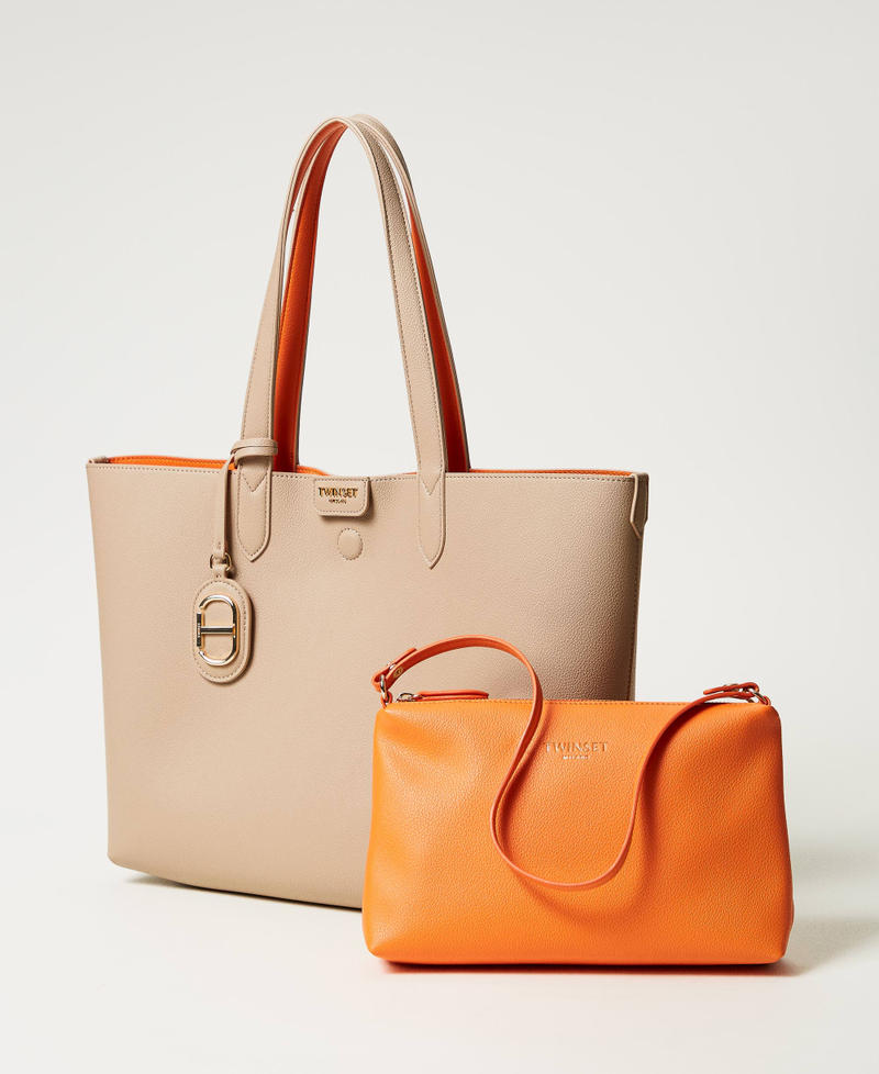 Borsa shopper ‘Everywhere’ reversibile Bicolor Beige "Rope" / Arancio Donna 251TB7300_12240_02