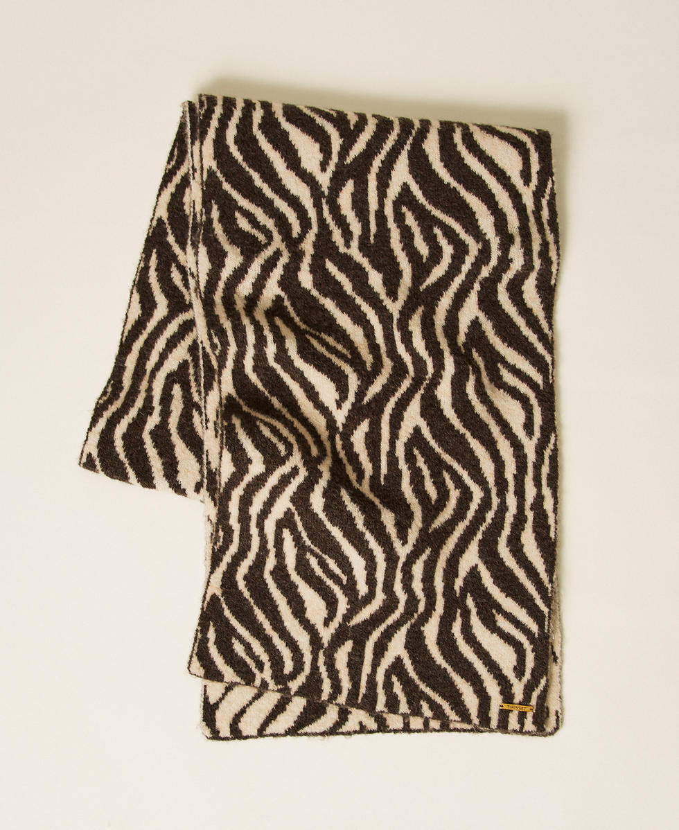Animal print jacquard knit scarf Zebra Print Woman 252LI4BPP_12668_01