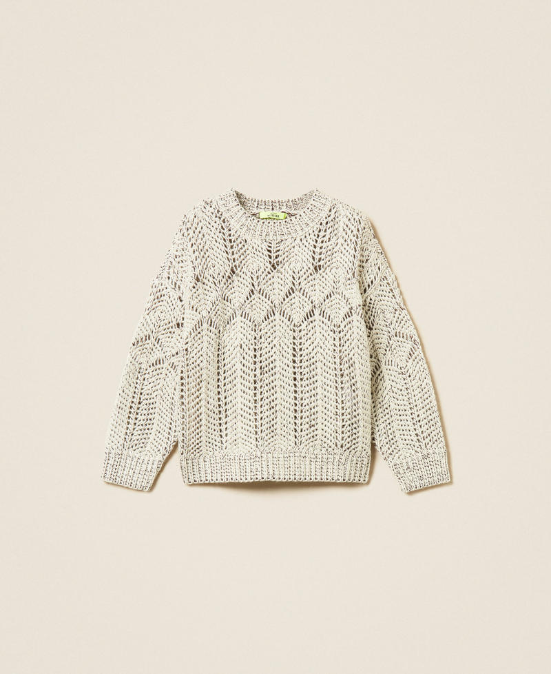 Myfo Pullover aus Wollmischung mit Stickerei Zweifarbig "Schneewei&szlig;" / Black Chocolate Frau 262AQ3070_14137_S0