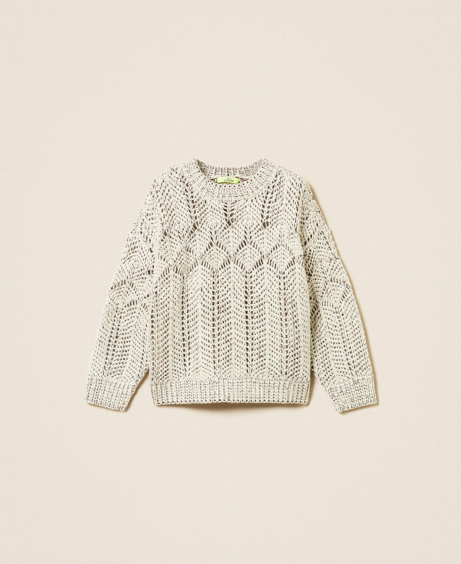 Myfo Pullover aus Wollmischung mit Stickerei Zweifarbig "Schneewei&szlig;" / Black Chocolate Frau 262AQ3070_14137_S0