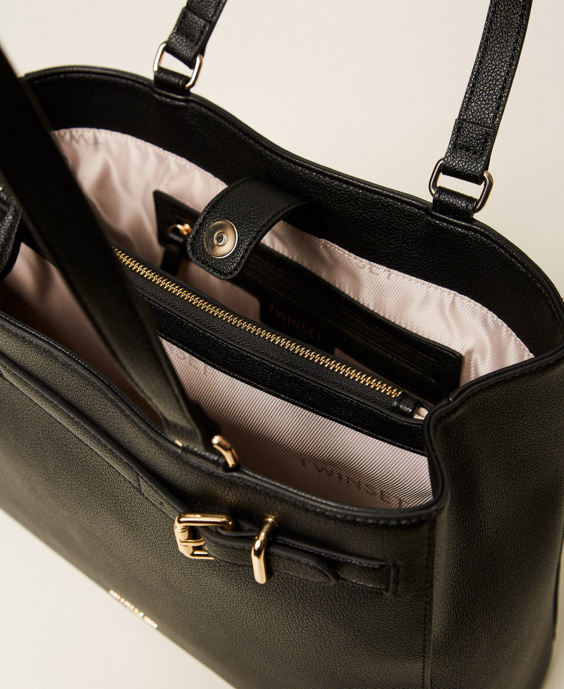 Shopper bag with buckles Black Woman 252TB7010_00006_04