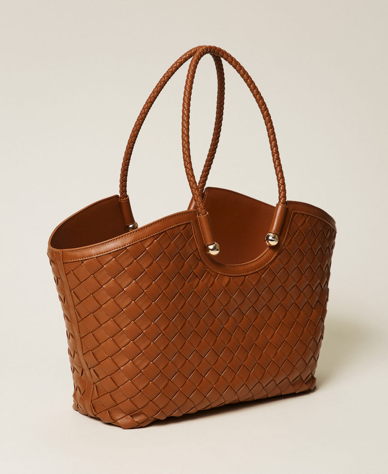 Handwoven shopper bag Leather Brown Woman 261TB7300_00057_02