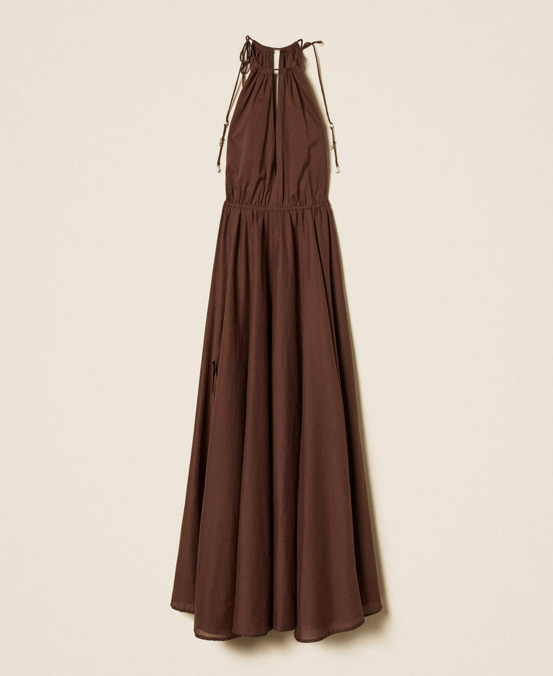 Long muslin dress Coffee Chocolate Woman 261LM2RDD_11946_S0