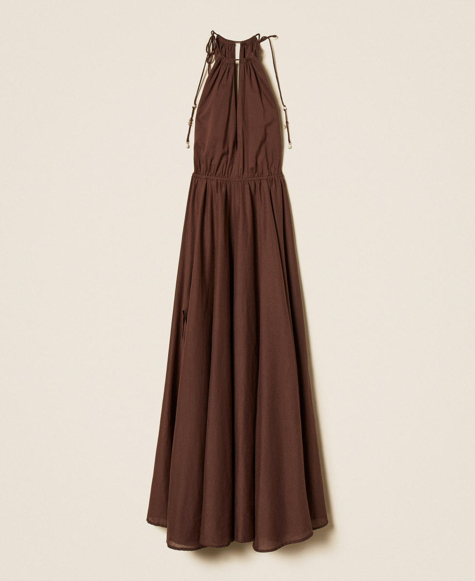 Long muslin dress Coffee Chocolate Woman 261LM2RDD_11946_S0