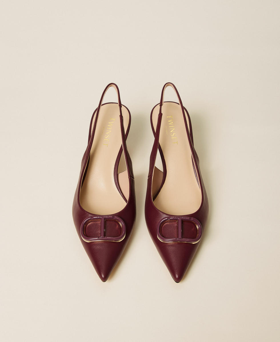 Escarpins slingbacks en cuir avec Oval T Violet &laquo;&nbsp;Winetasting&nbsp;&raquo; Femme 252TCP030_05609_04