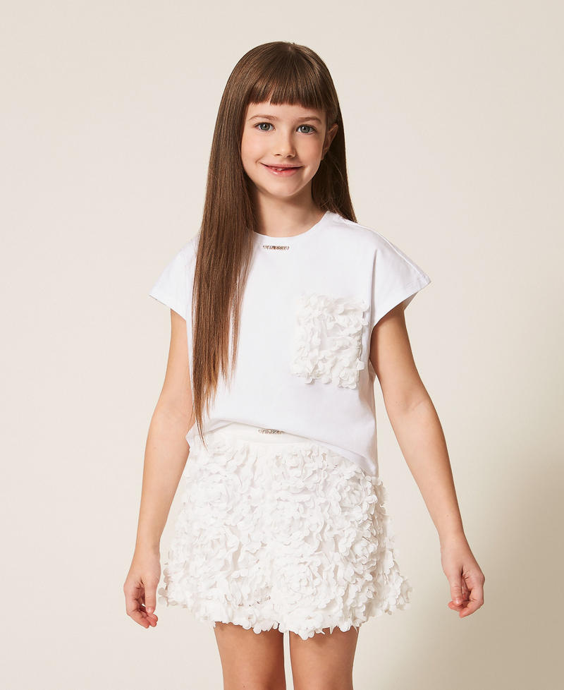 T-shirt boxy con rose Off White Bambina 261GJ2Q63_00526_01