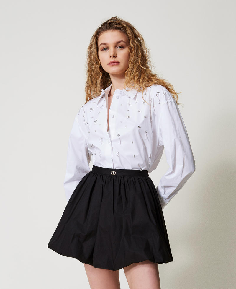 Poplin balloon miniskirt Black Woman 251TF202B_00006_01