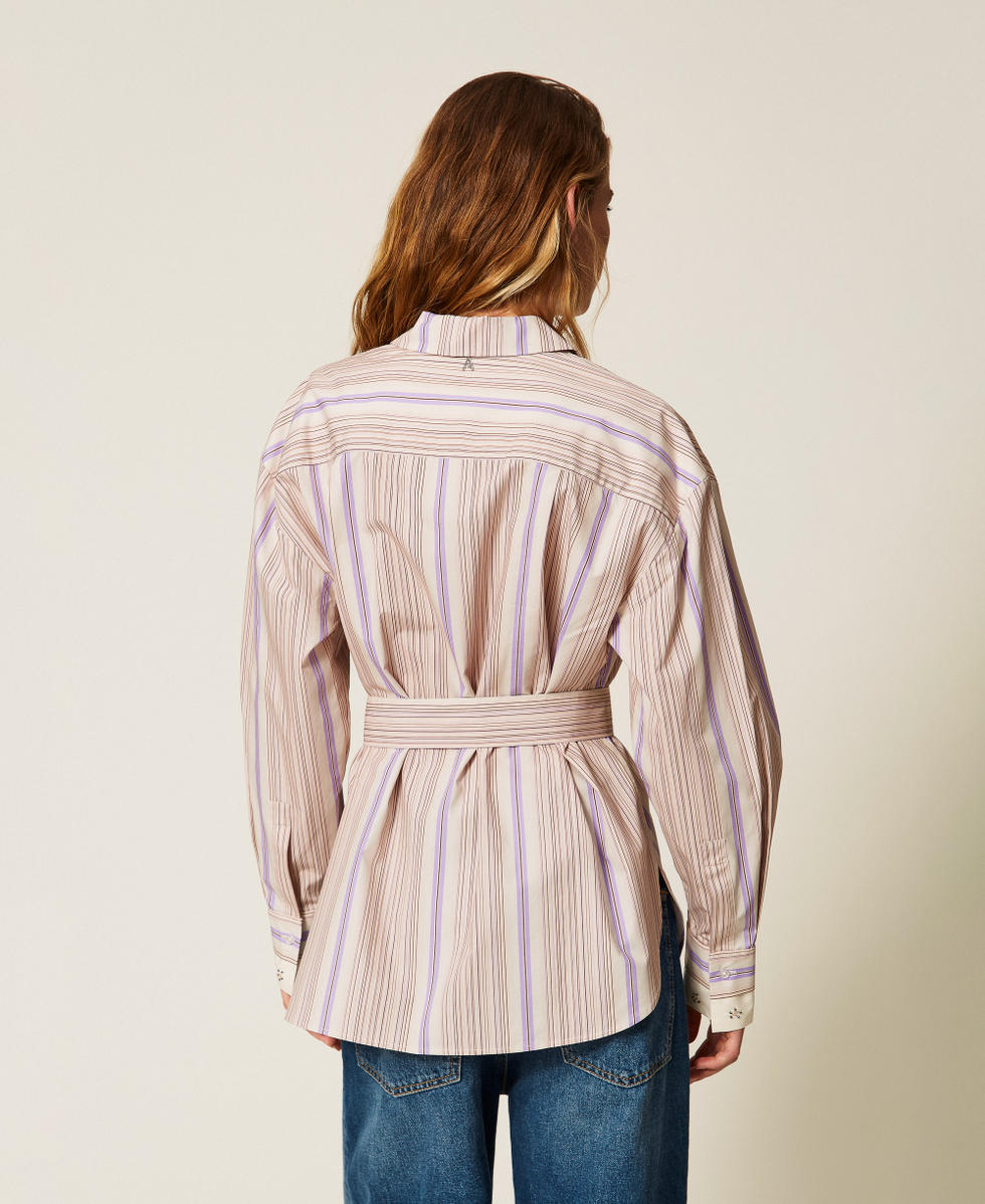Camicia in cotone riciclato a righe Stampa Micro Stripes Donna 252AP2340_12666_02