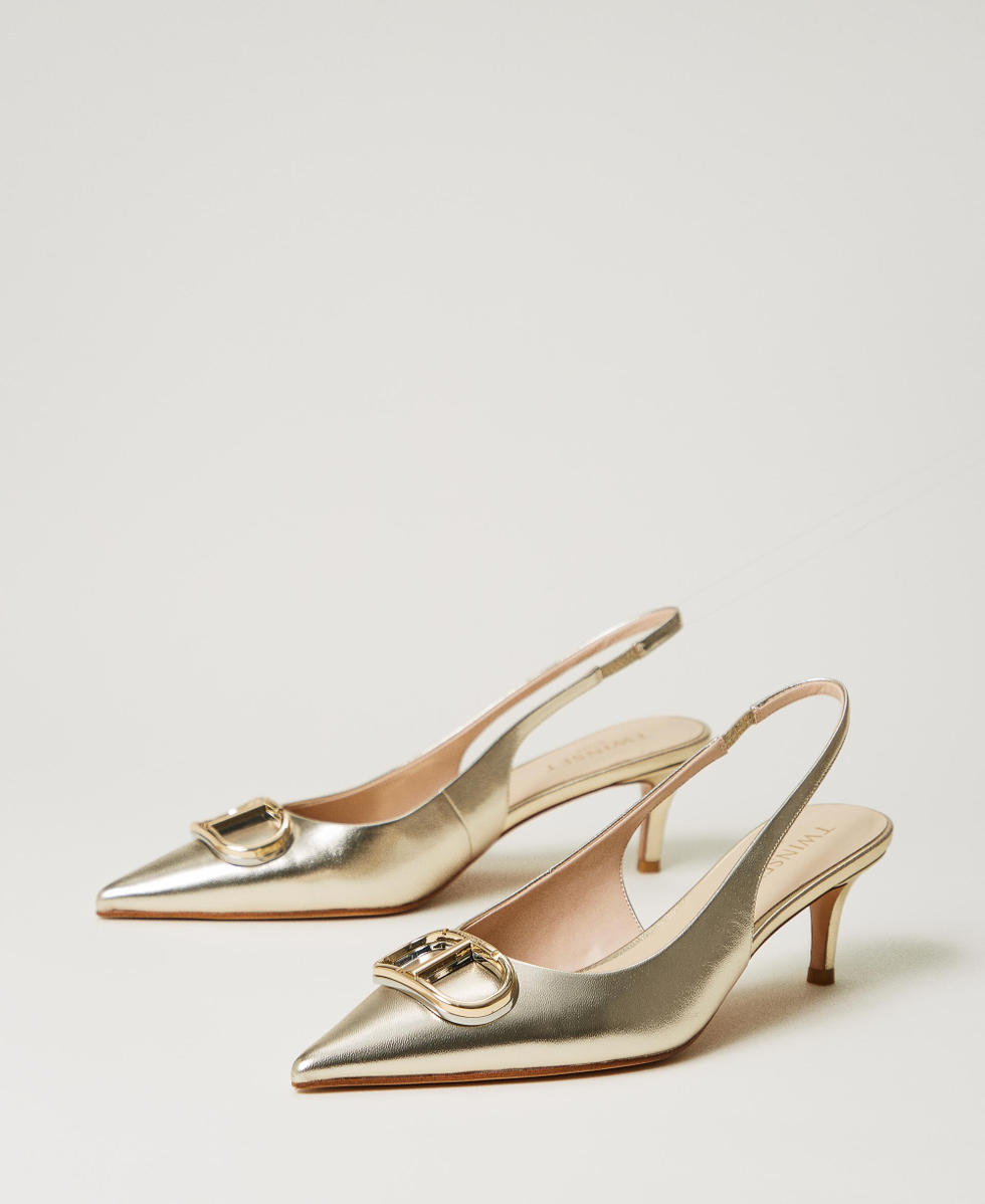 D&eacute;collet&eacute; sling back con Oval T Platino Donna 251TCP062_11733_02