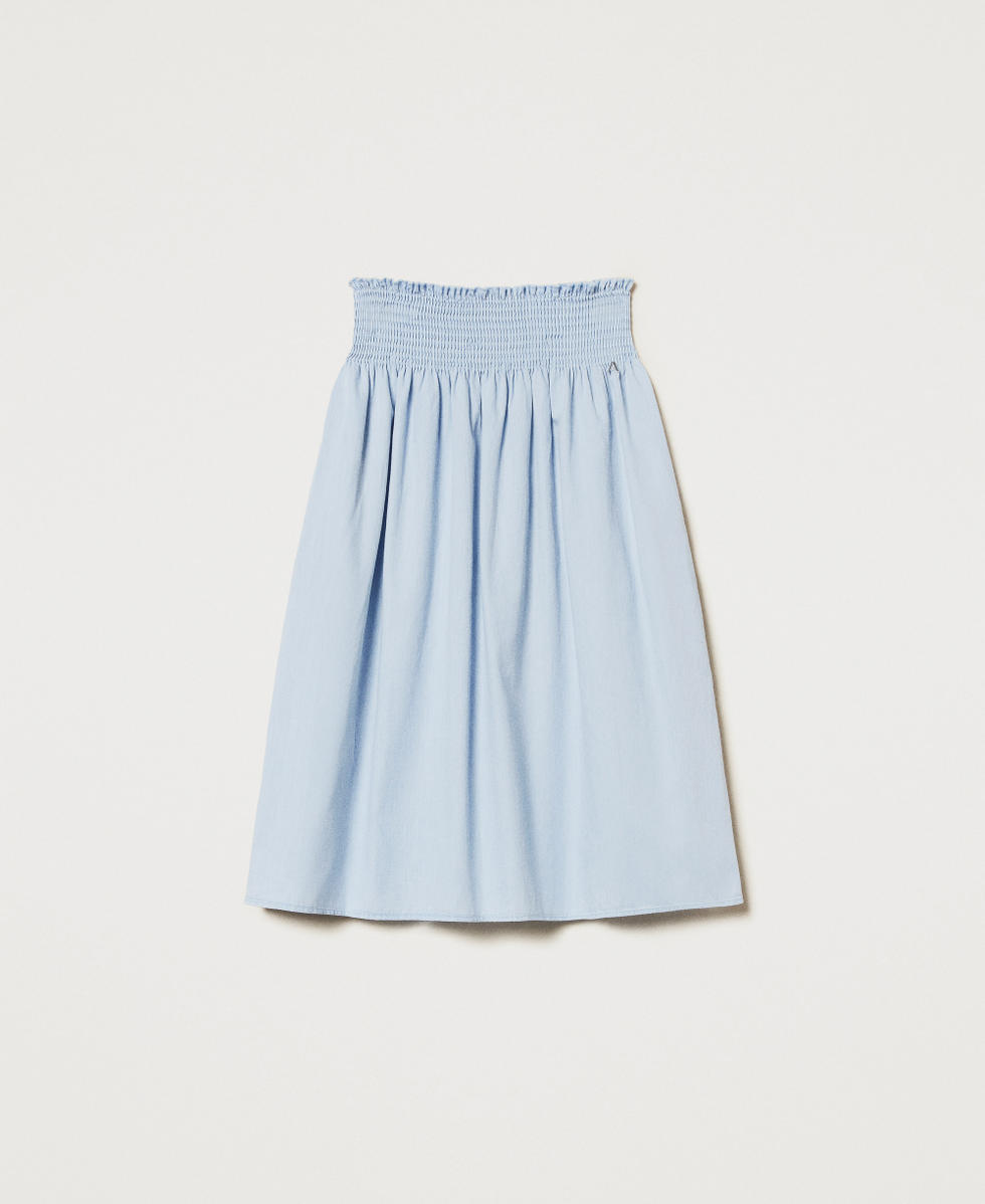 Midirock aus Chambray Helles Denimblau Frau 251AX2062_07283_S0