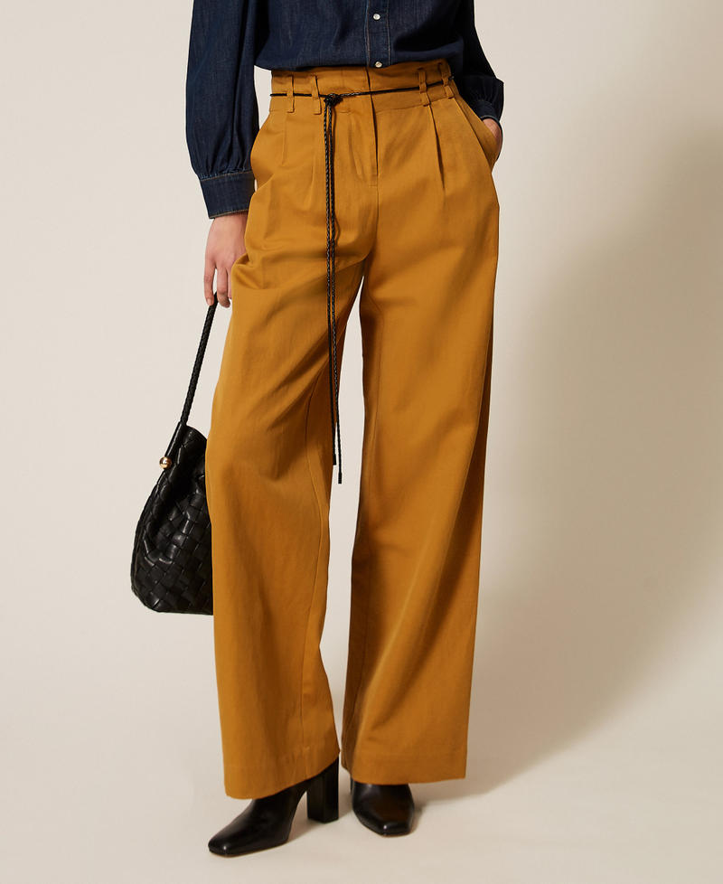 Wide gabardine trousers Woody Brown Woman 261TP2203_12891_04