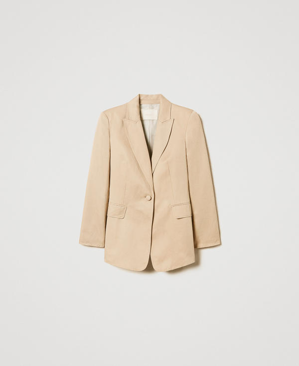 Linen blend single-breasted jacket