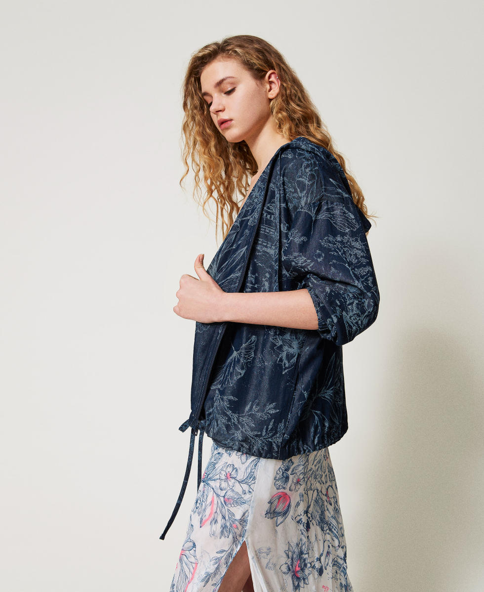 MYFO bomber jacket in floral denim Denim Toile de Jouy Woman 251AQ2110_12433_02